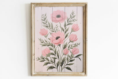 Rustic Floral Wall Decor, Vintage Flower Print, Farmhouse Art - WildfieldPrints