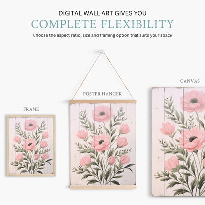 Rustic Floral Wall Decor, Vintage Flower Print, Farmhouse Art - WildfieldPrints