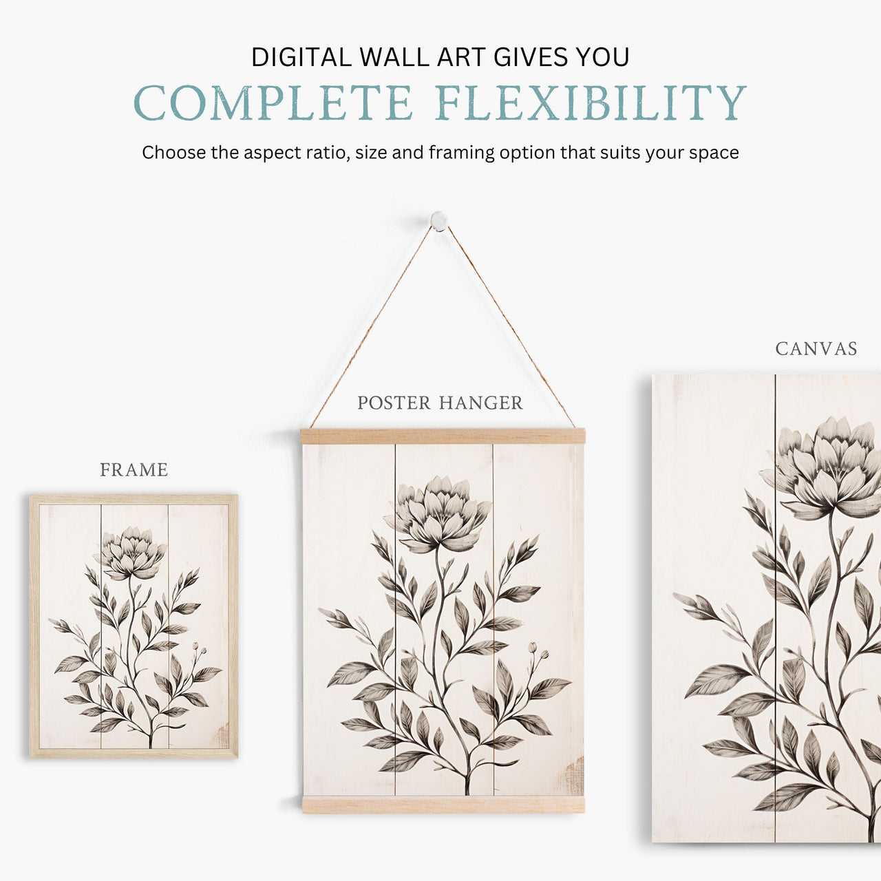 White Flower Wall Art – Floral Kitchen Print