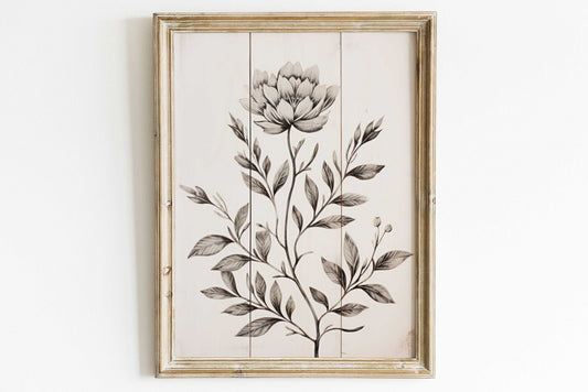 Rustic Floral Wall Decor, Vintage Flower Print, Farmhouse Kitchen Art - WildfieldPrints