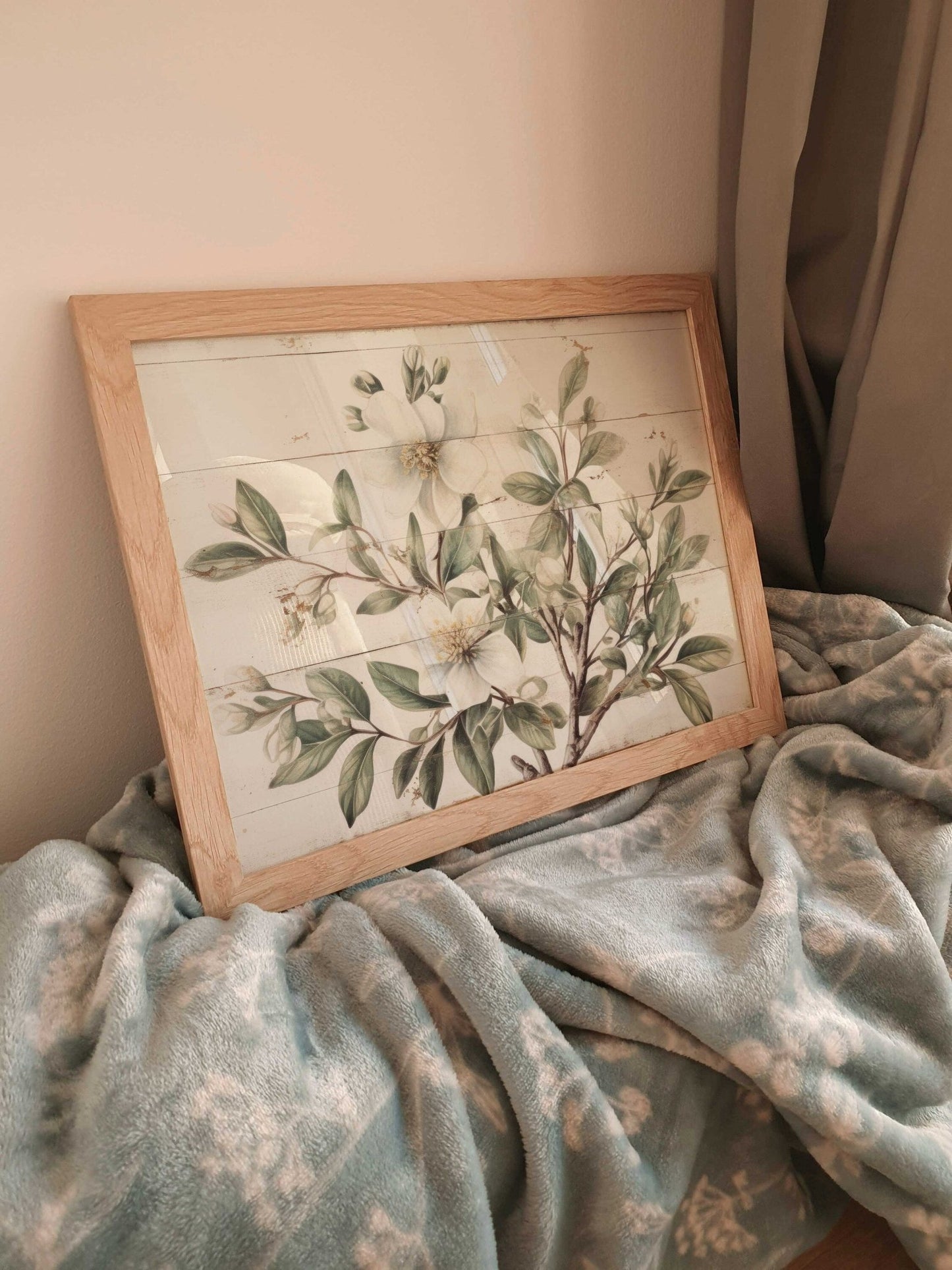 Rustic Floral Wall Decor, White Flower Print, Vintage Kitchen Art - WildfieldPrints