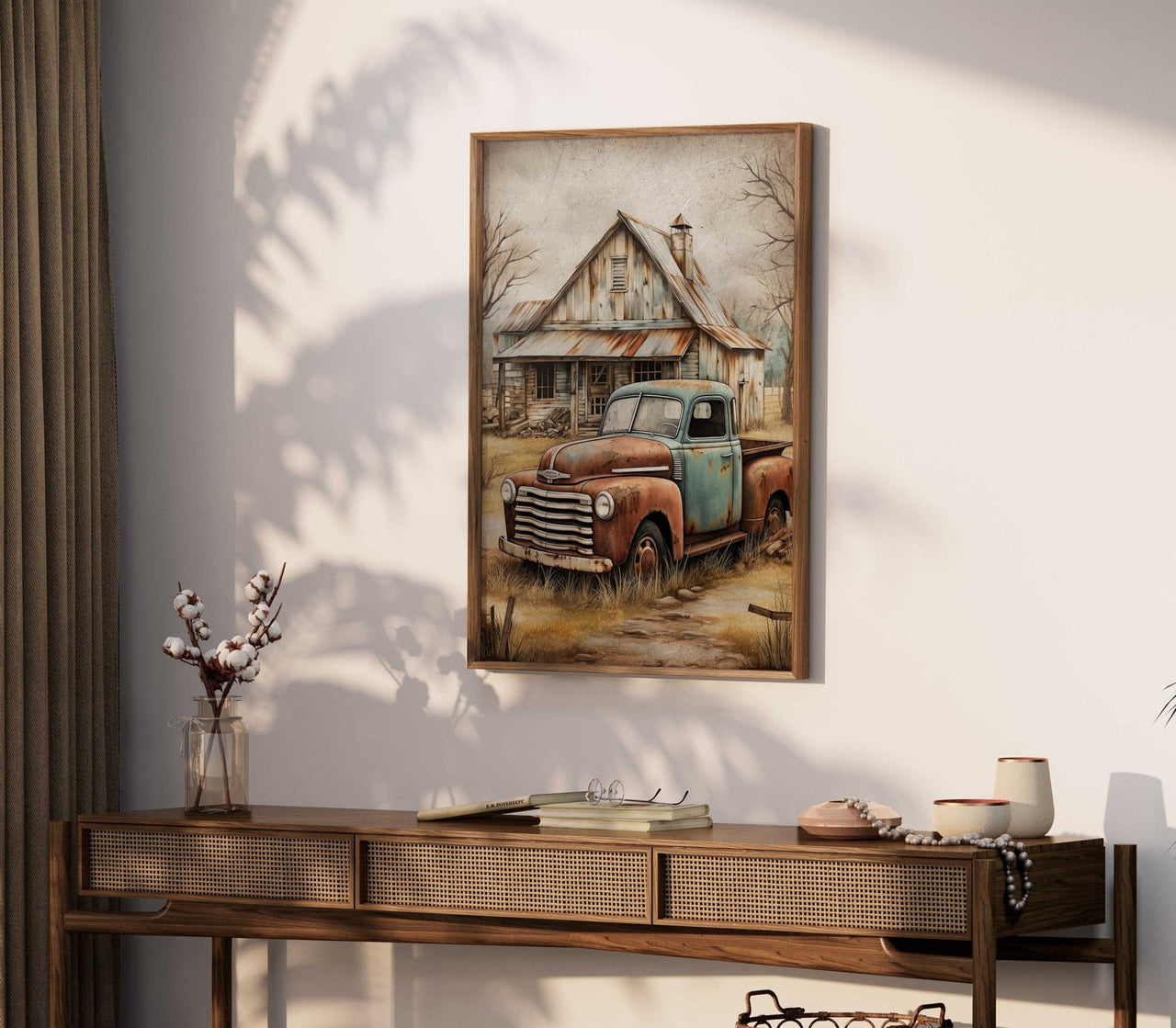 Rusty Car Wall Art – Vintage Living Room Print