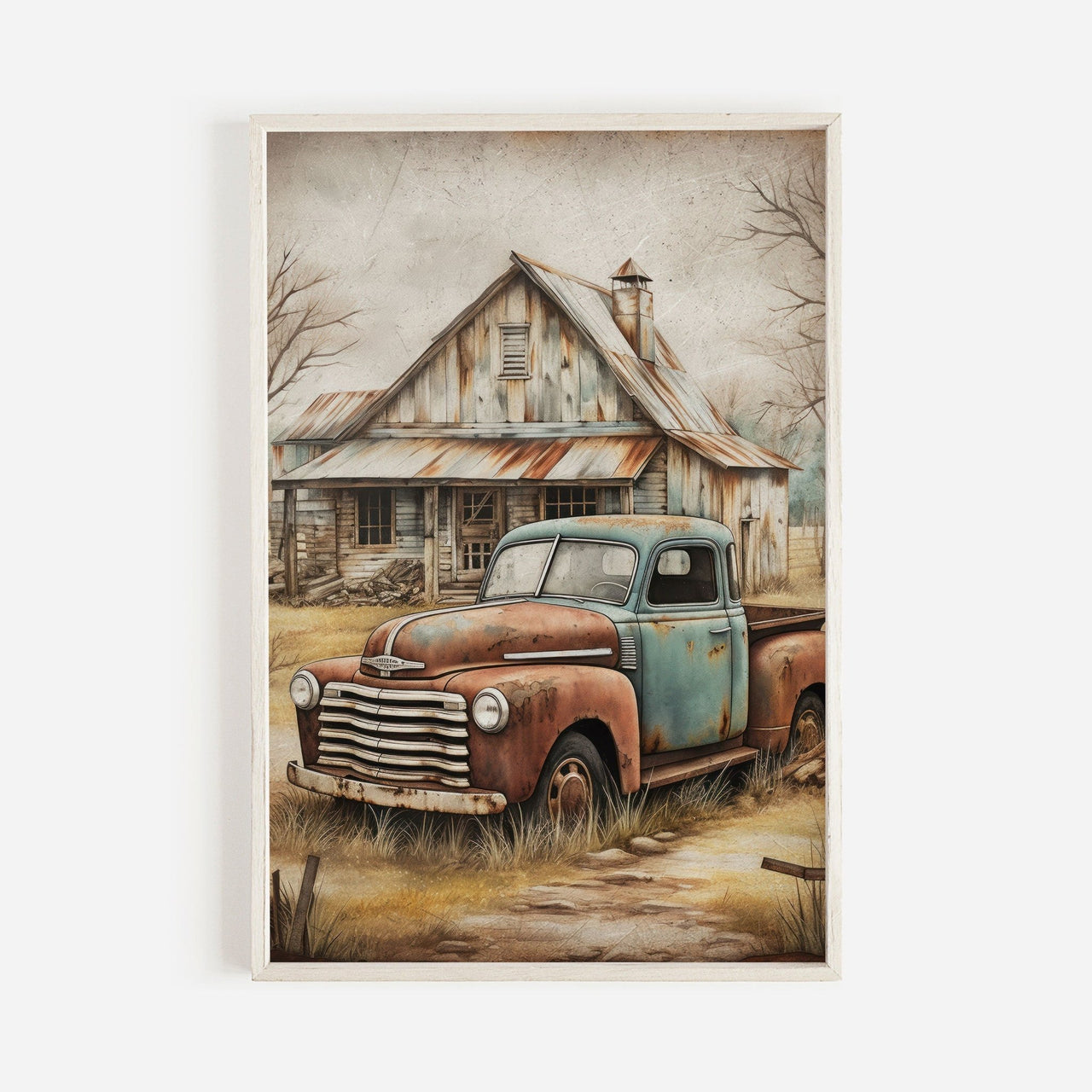 Rusty Car Wall Art – Vintage Living Room Print