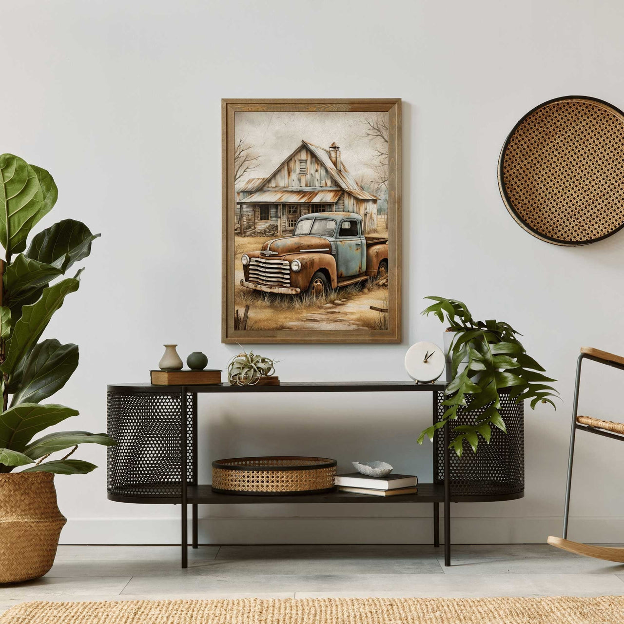 Rusty Car Wall Art – Vintage Living Room Print