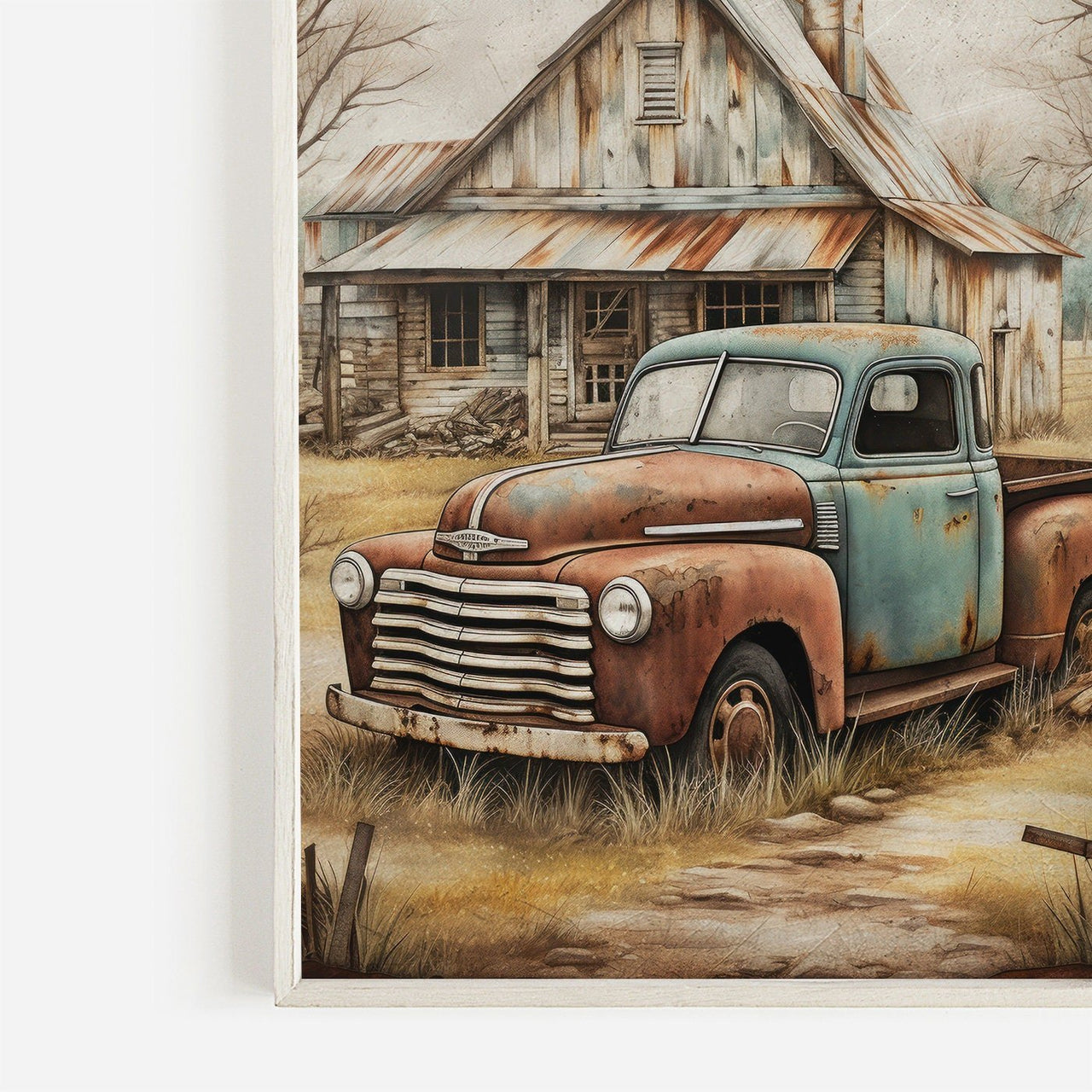 Rusty Car Wall Art – Vintage Living Room Print