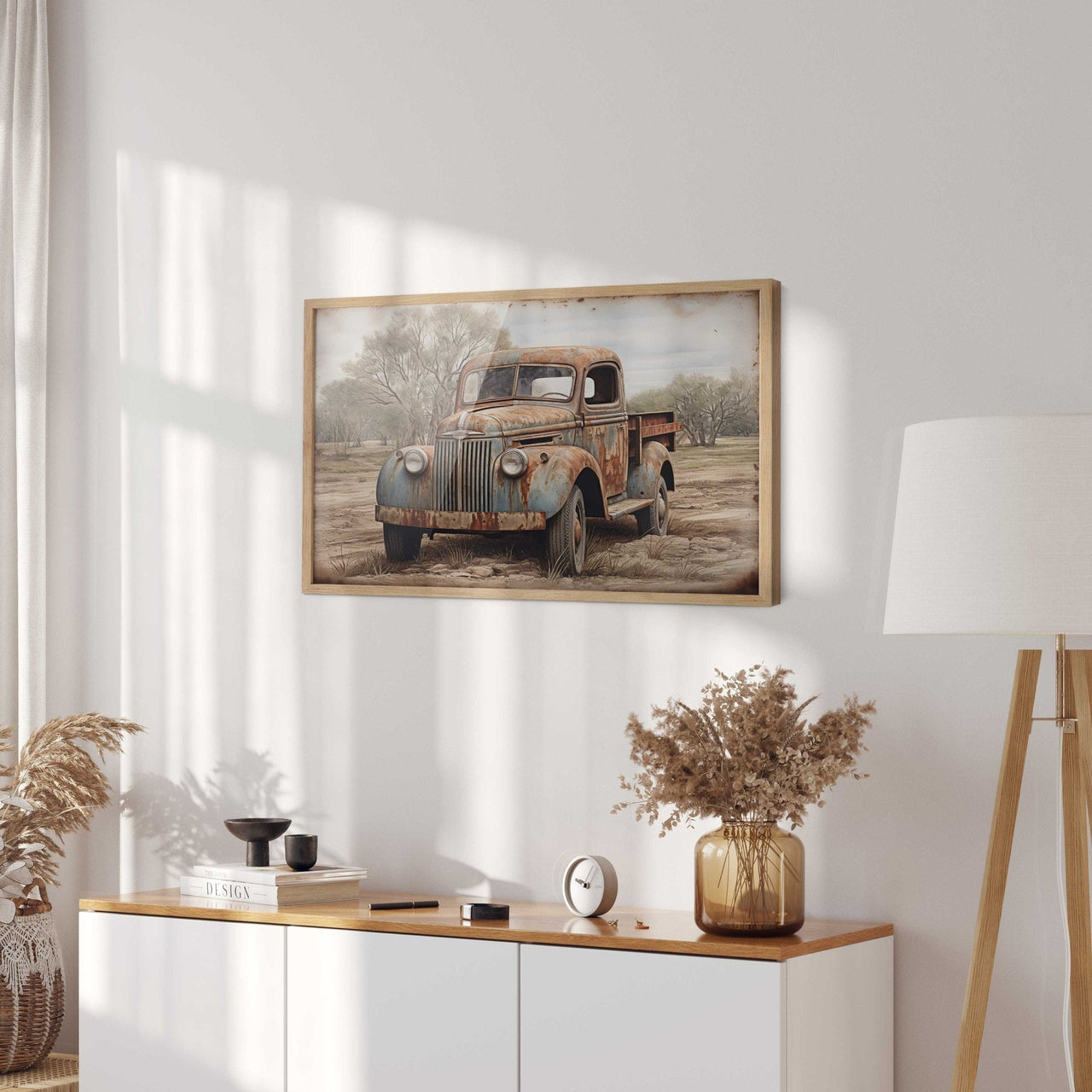 Rusty Pickup Truck Wall Art – Vintage Room Print