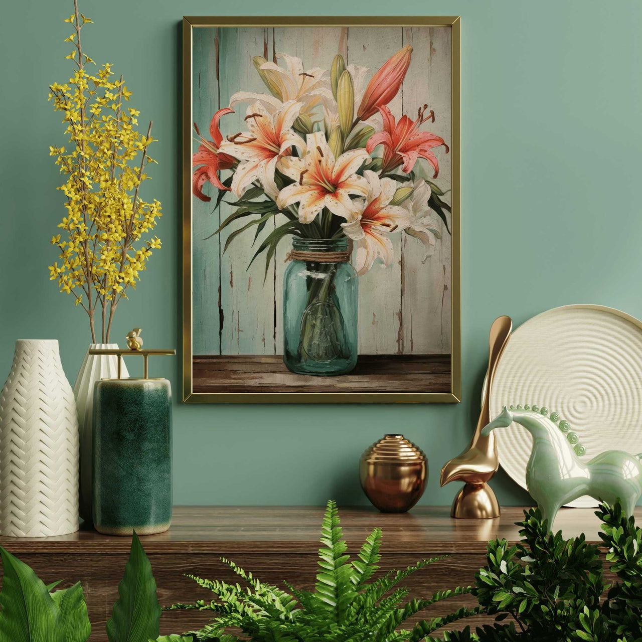 Lily Bouquet Wall Decor – Floral Girls Room Print