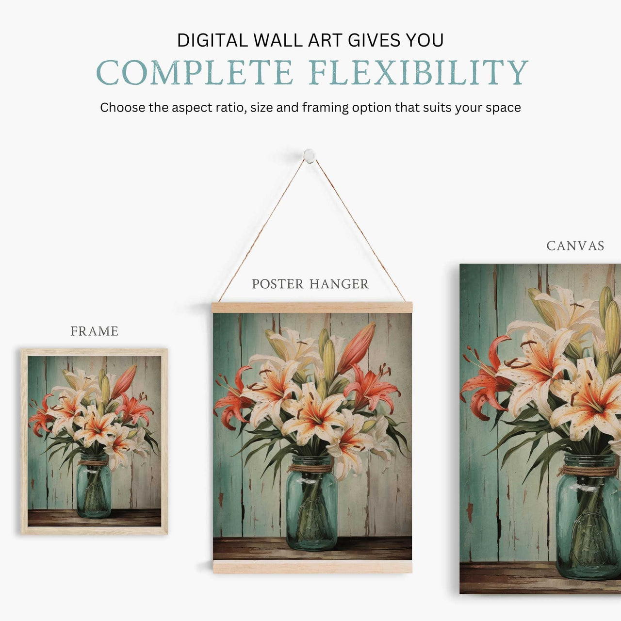 Lily Bouquet Wall Decor – Floral Girls Room Print