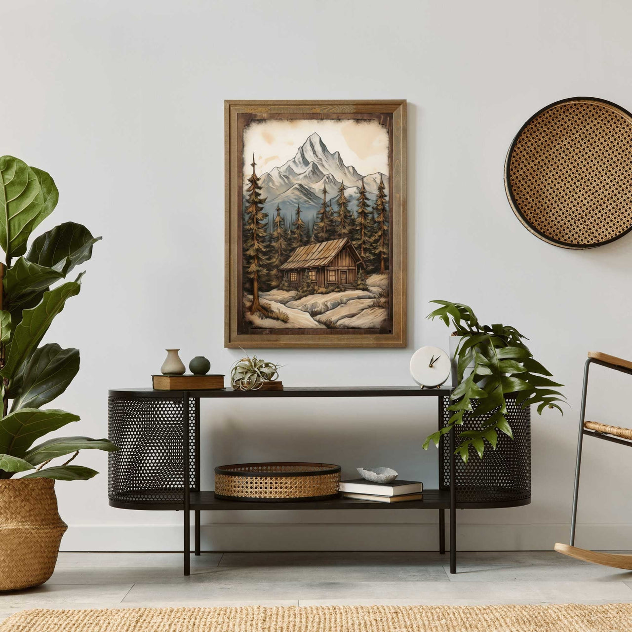 Rustic Mountain Cabin Wall Art – Nature Nursery Print