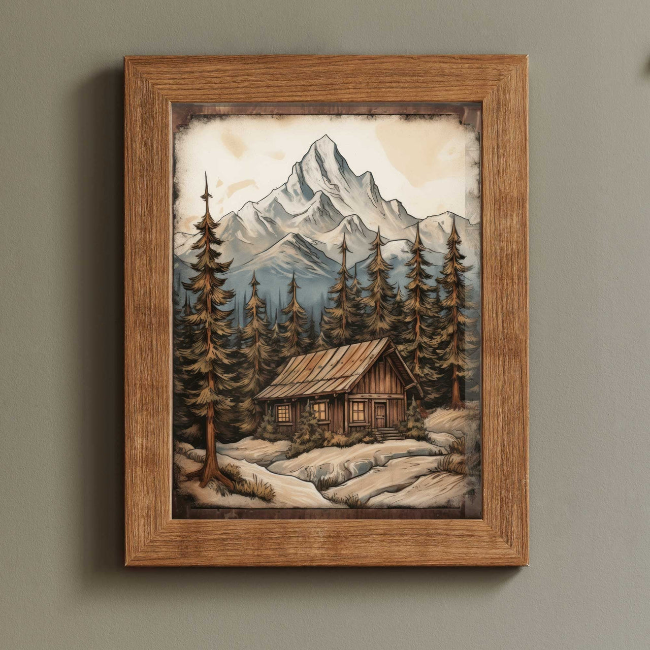 Rustic Mountain Cabin Wall Art – Nature Nursery Print