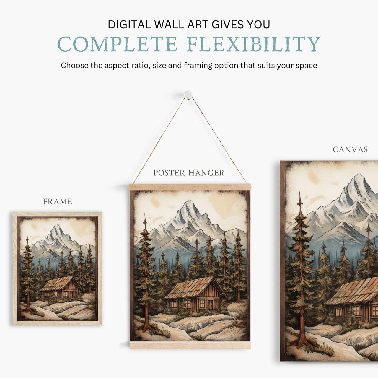Rustic Mountain Cabin Wall Art – Nature Nursery Print