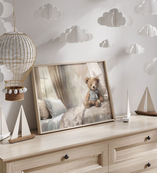 Rustic Nursery Decor, Bear Wall Art, Vintage Teddybear Design - WildfieldPrints