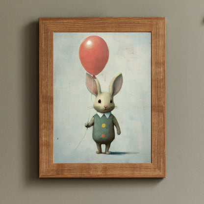 Rustic Nursery Decor, Bunny and Bear Balloon Art, Cute Child's Room Decor - WildfieldPrints