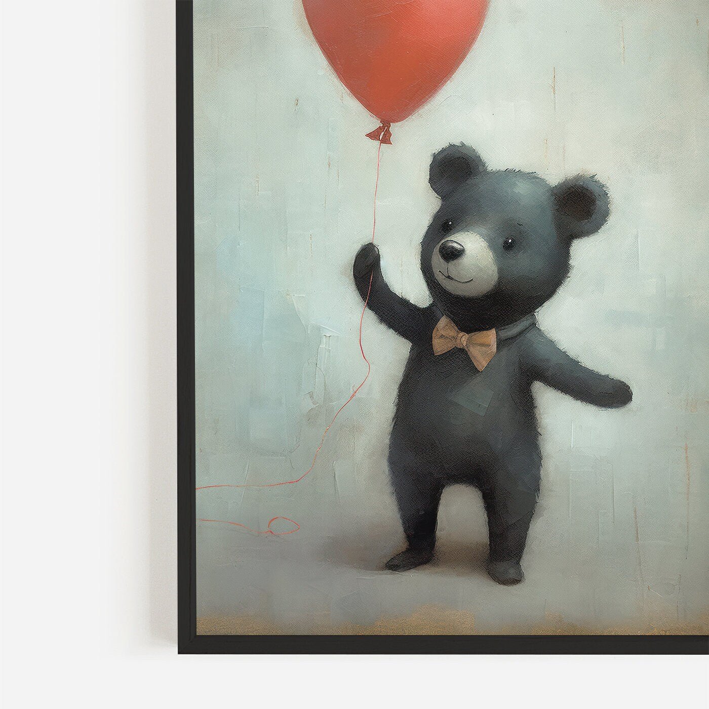 Rustic Nursery Decor, Bunny and Bear Balloon Art, Cute Child's Room Decor - WildfieldPrints