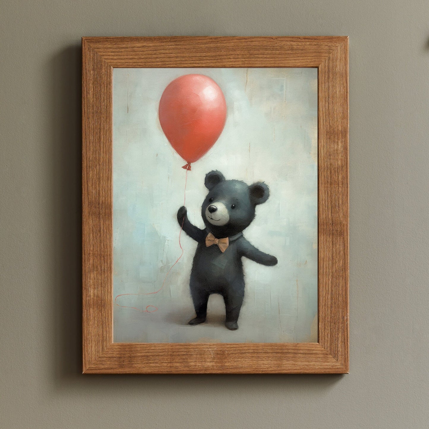 Rustic Nursery Decor, Bunny and Bear Balloon Art, Cute Child's Room Decor - WildfieldPrints