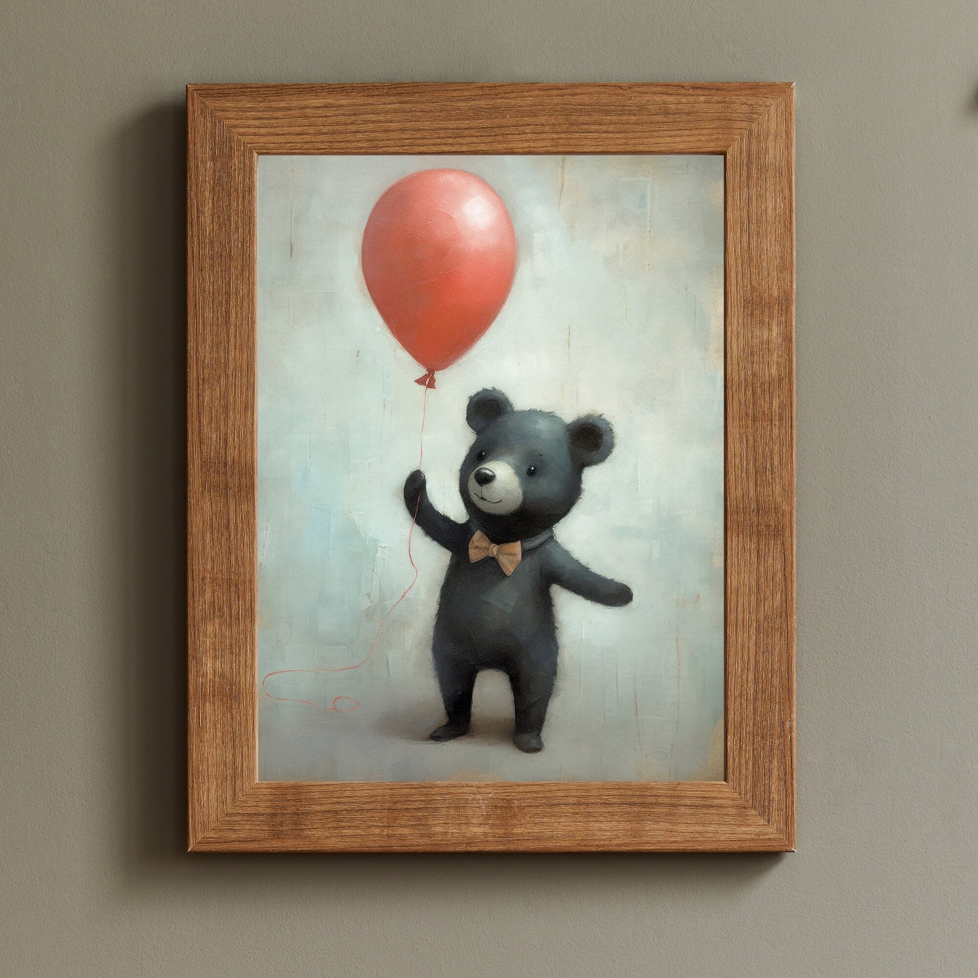 Rustic Nursery Decor, Bunny and Bear Balloon Art, Cute Child's Room Decor - WildfieldPrints