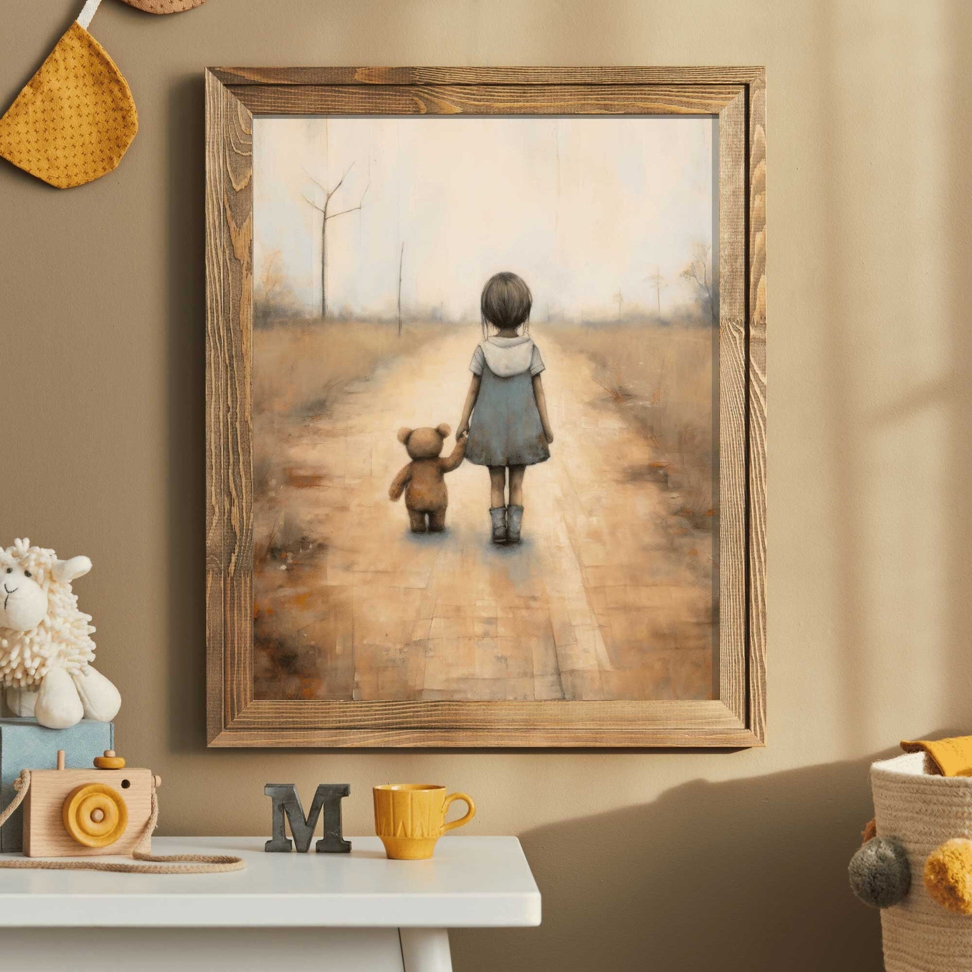 Rustic Nursery Decor, Unique Vintage Style for Kids Room, Teddy Bear Art - WildfieldPrints