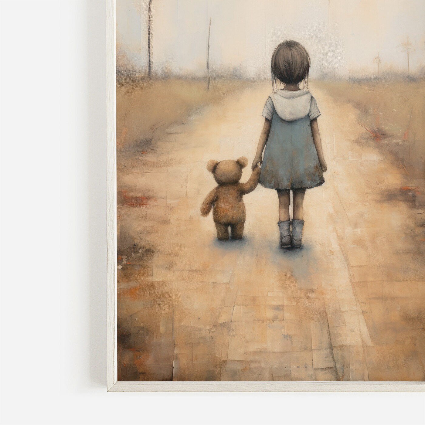 Rustic Nursery Decor, Unique Vintage Style for Kids Room, Teddy Bear Art - WildfieldPrints