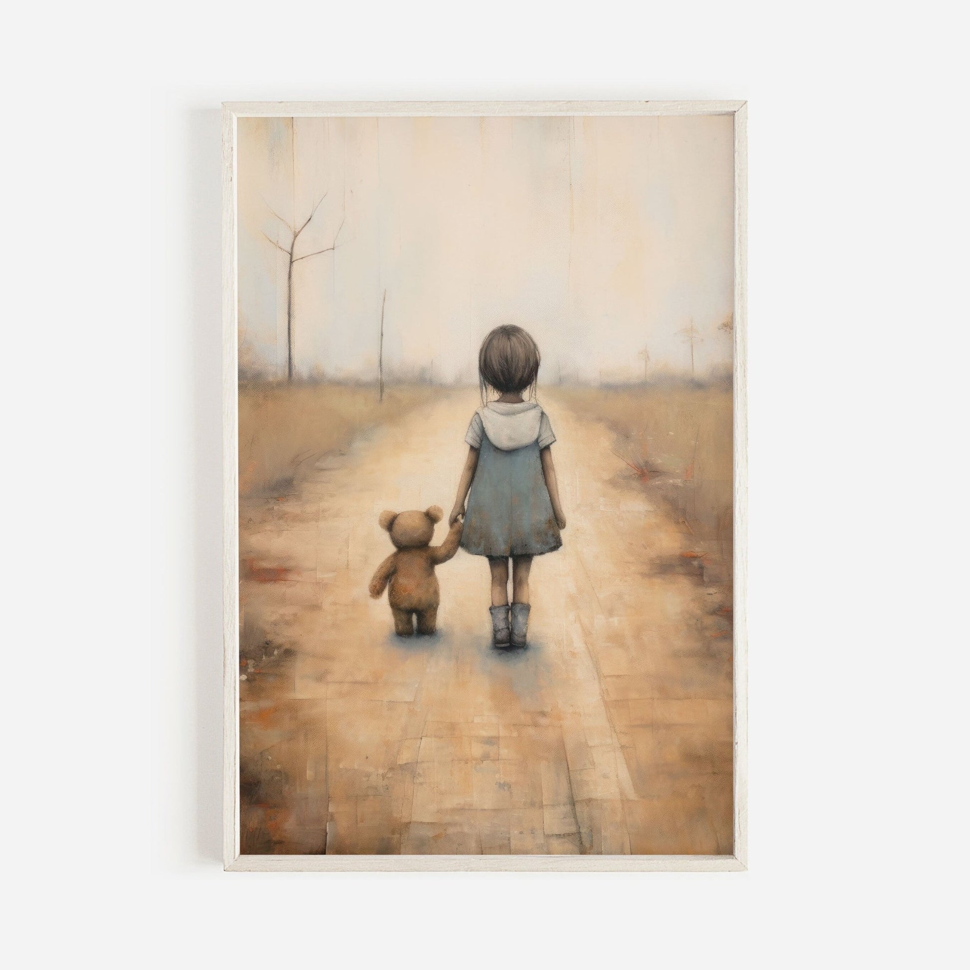Rustic Nursery Decor, Unique Vintage Style for Kids Room, Teddy Bear Art - WildfieldPrints
