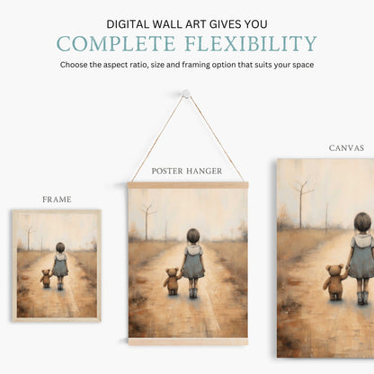 Rustic Nursery Decor, Unique Vintage Style for Kids Room, Teddy Bear Art - WildfieldPrints