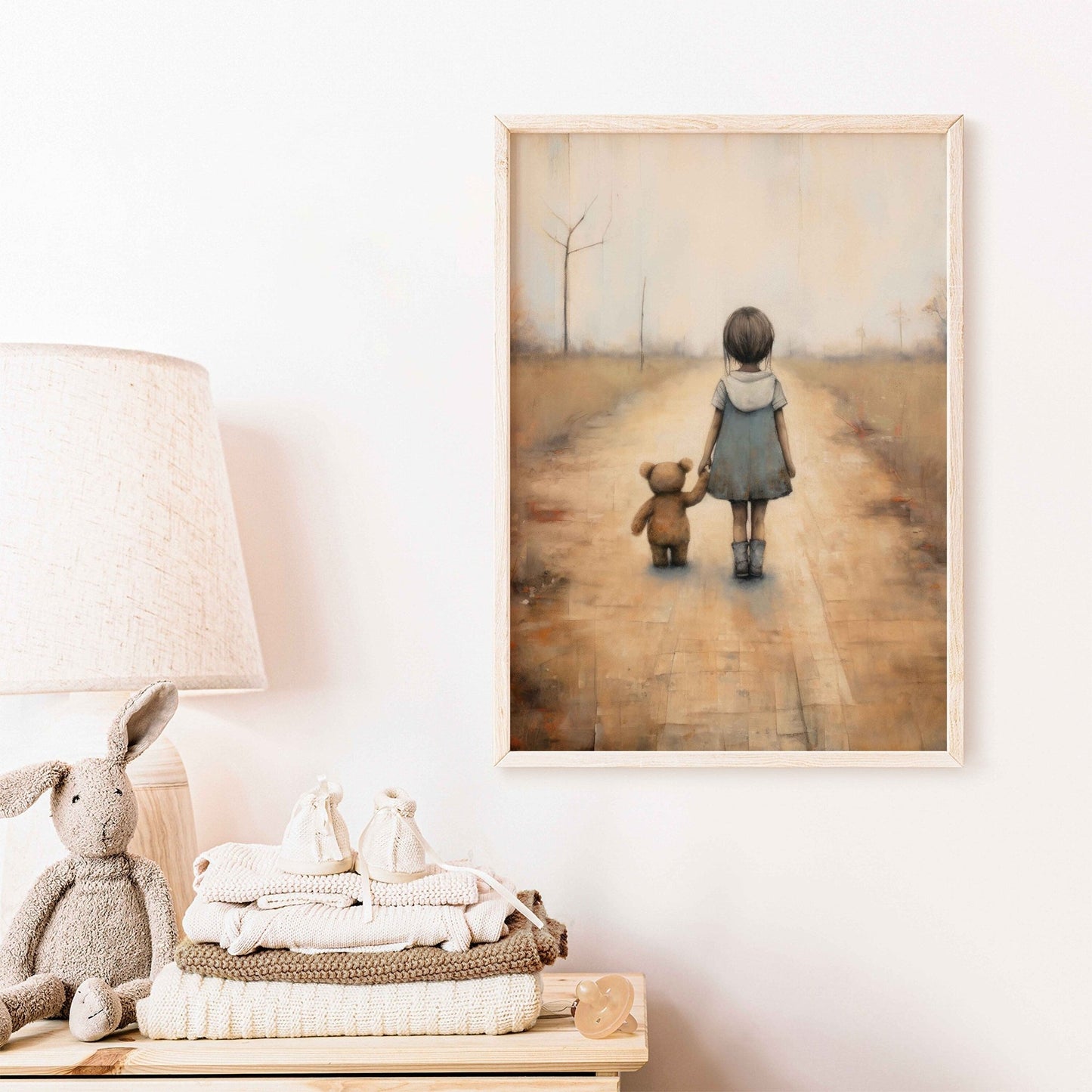 Rustic Nursery Decor, Unique Vintage Style for Kids Room, Teddy Bear Art - WildfieldPrints