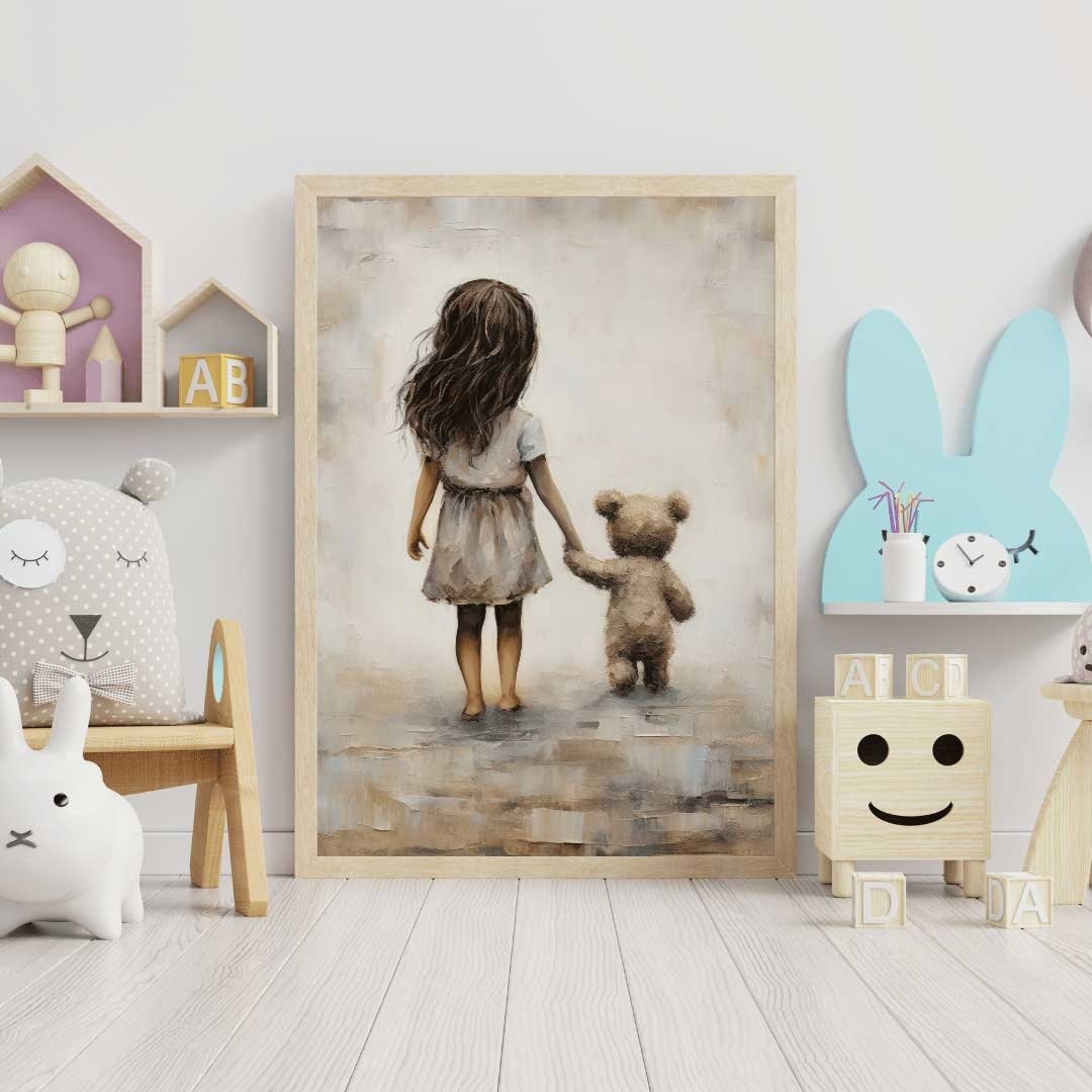 Rustic Nursery Decor, Vintage Best Friends Wall Art, Teddy Bear Print - WildfieldPrints