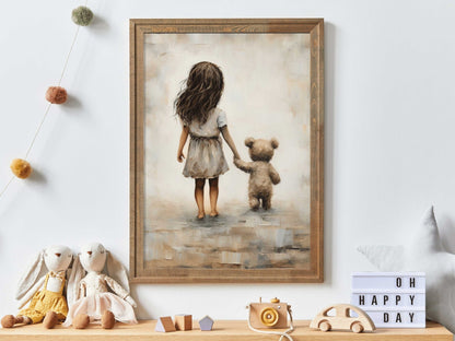 Rustic Nursery Decor, Vintage Best Friends Wall Art, Teddy Bear Print - WildfieldPrints
