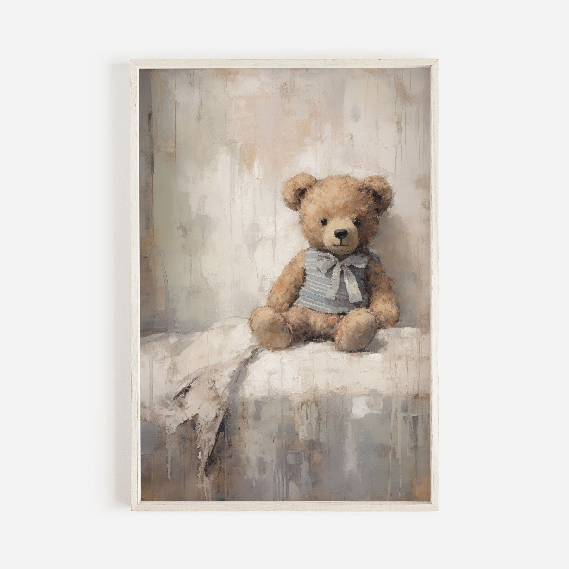 Rustic Nursery Decor, Vintage Teddy Bear Artwork, Baby Room Wall Art - WildfieldPrints
