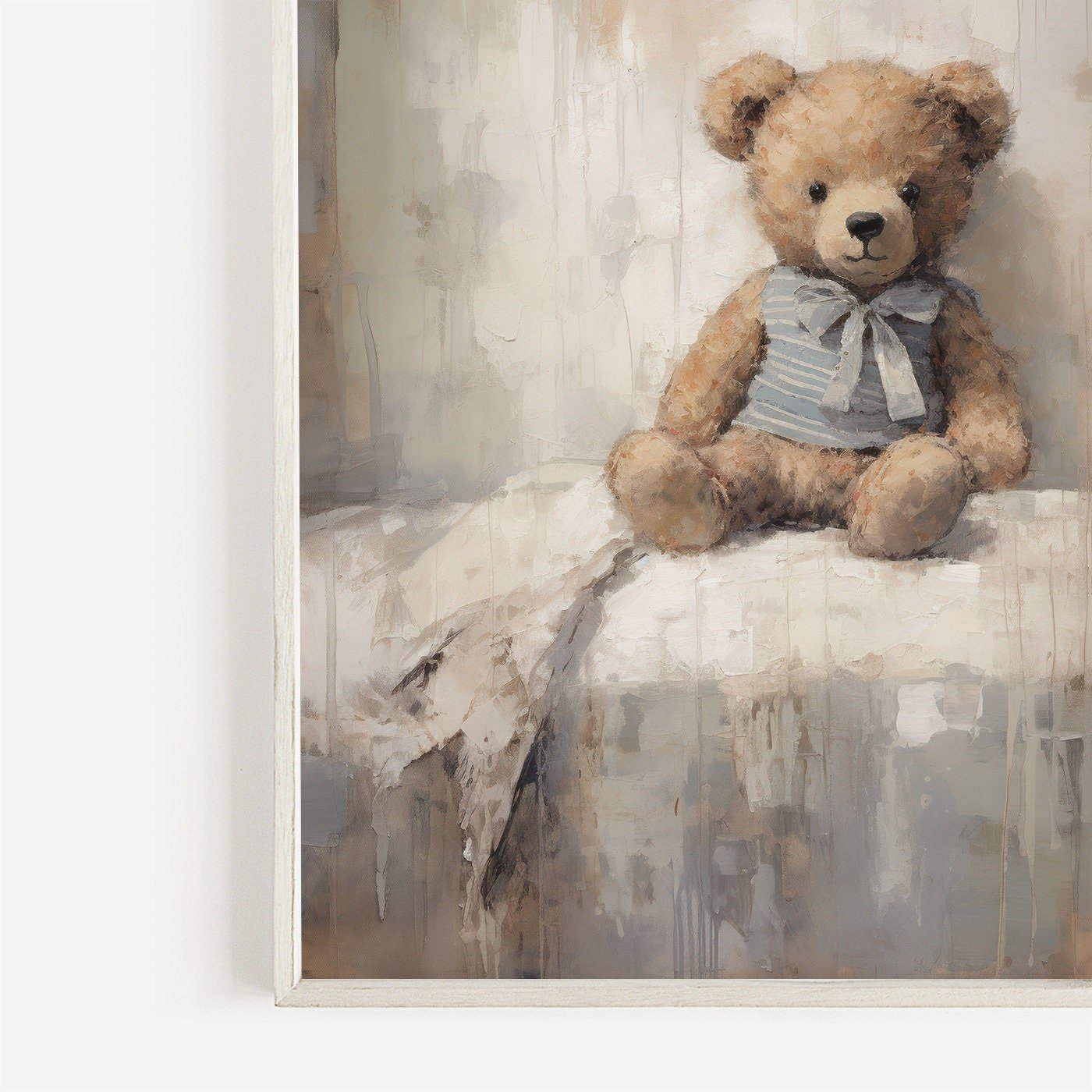 Rustic Nursery Decor, Vintage Teddy Bear Artwork, Baby Room Wall Art - WildfieldPrints