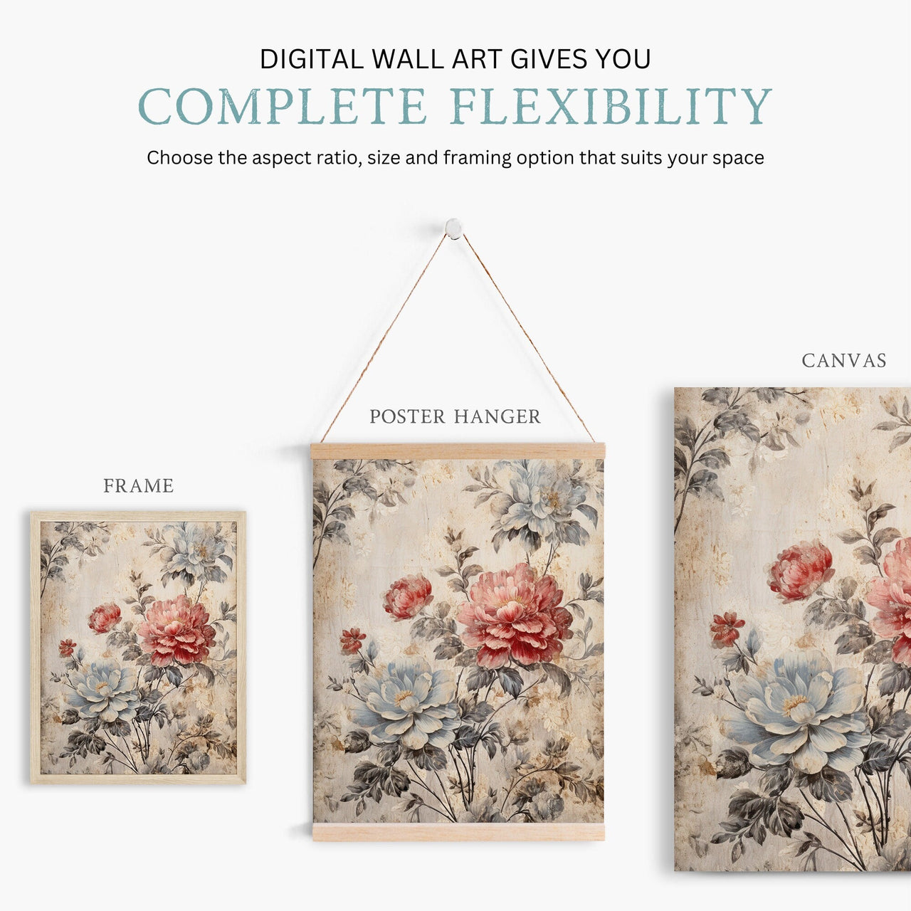 Vintage Rose Wall Art – Floral Bedroom Print