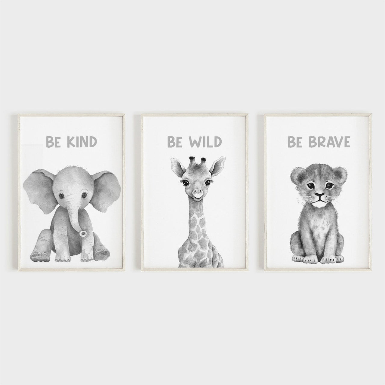 Safari Elephant Wall Decor – Animal Nursery Print • Set of 3