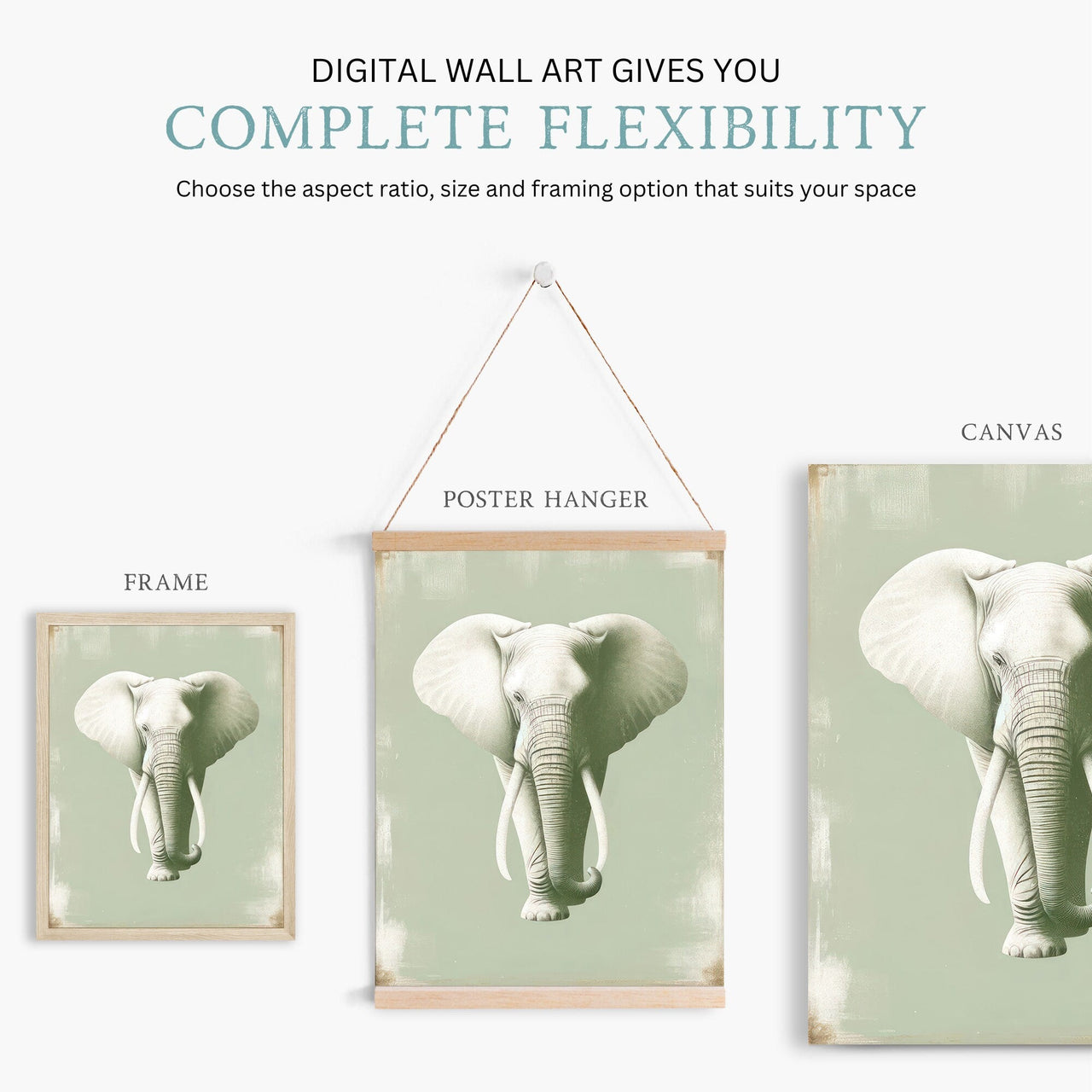 Elephant and Lion Wall Decor – Safari Boys Room Print • Set of 2