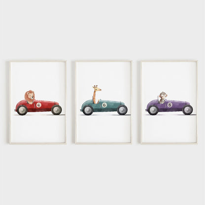 Safari Baby Animal Wall Art, Boys Bedroom Decor, Lion Giraffe Monkey - WildfieldPrints