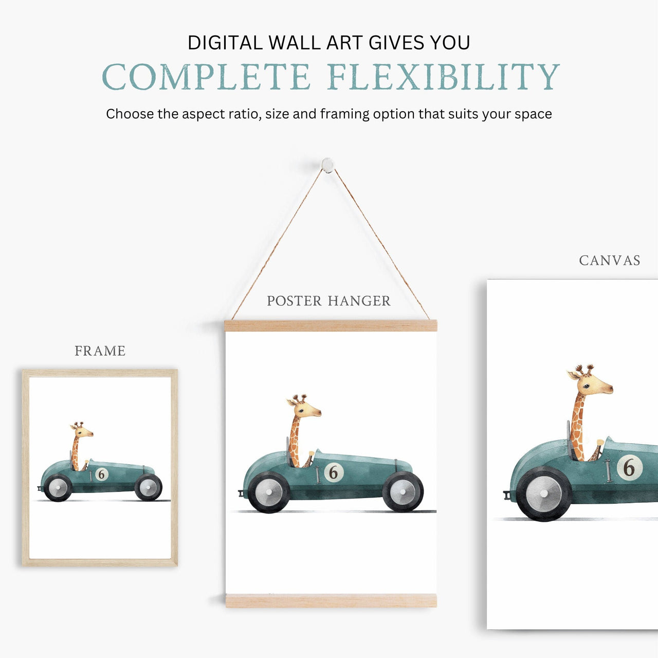 Lion Giraffe Monkey Wall Art – Safari Boys Room Print • Set of 3