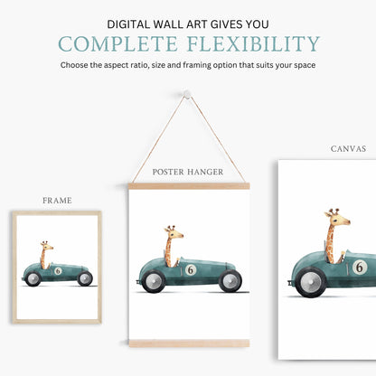 Safari Baby Animal Wall Art, Boys Bedroom Decor, Lion Giraffe Monkey - WildfieldPrints
