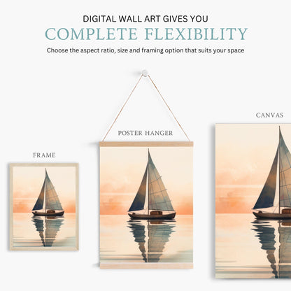 Sailboat Painting, Nautical Wall Decor, Sea and Lake Art - WildfieldPrints