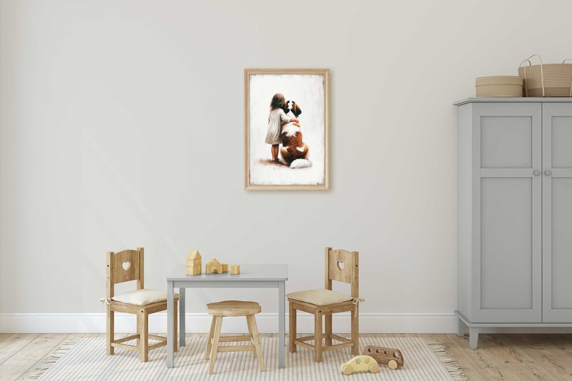 Saint Bernard Art, Cute Animal Decor for Girls Room, Dog Wall Decor - WildfieldPrints