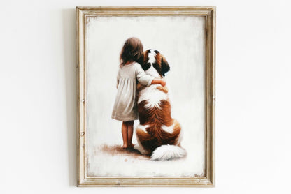 Saint Bernard Art, Cute Animal Decor for Girls Room, Dog Wall Decor - WildfieldPrints