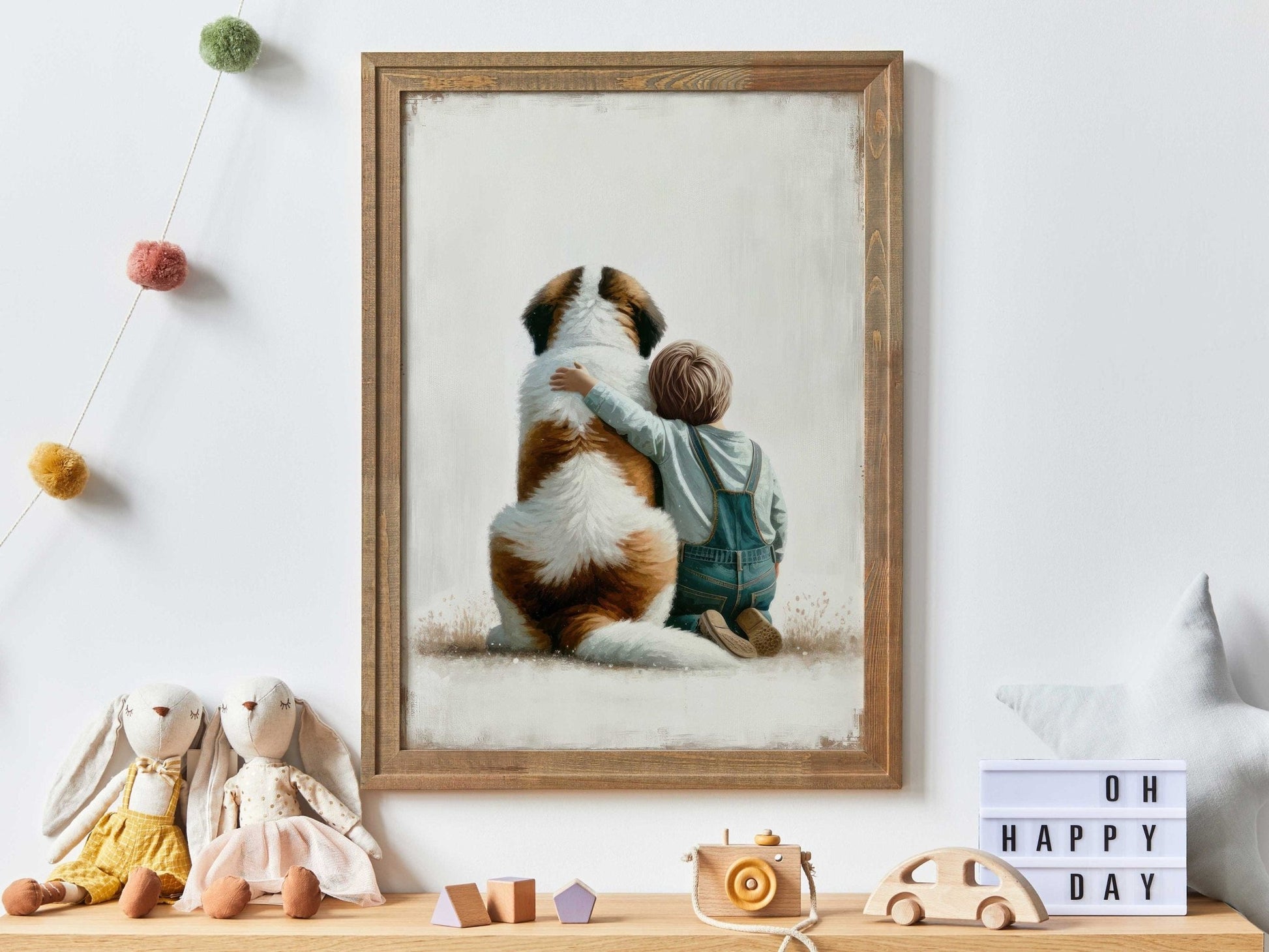 Saint Bernard Dog Print, Nursery Decor for Boys, Cute Canine Artwork - WildfieldPrints