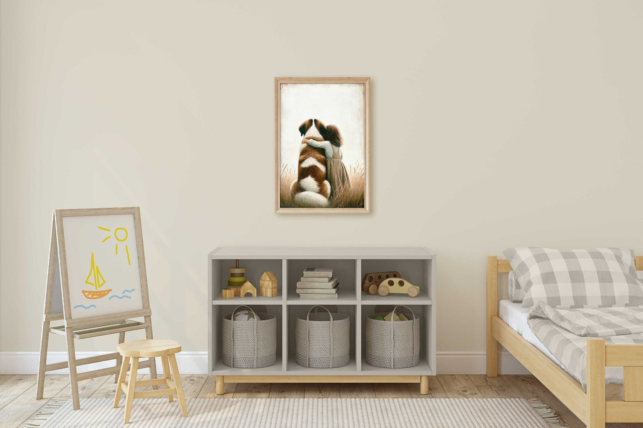 Saint Bernard Wall Art – Dog Nursery Print for Kids