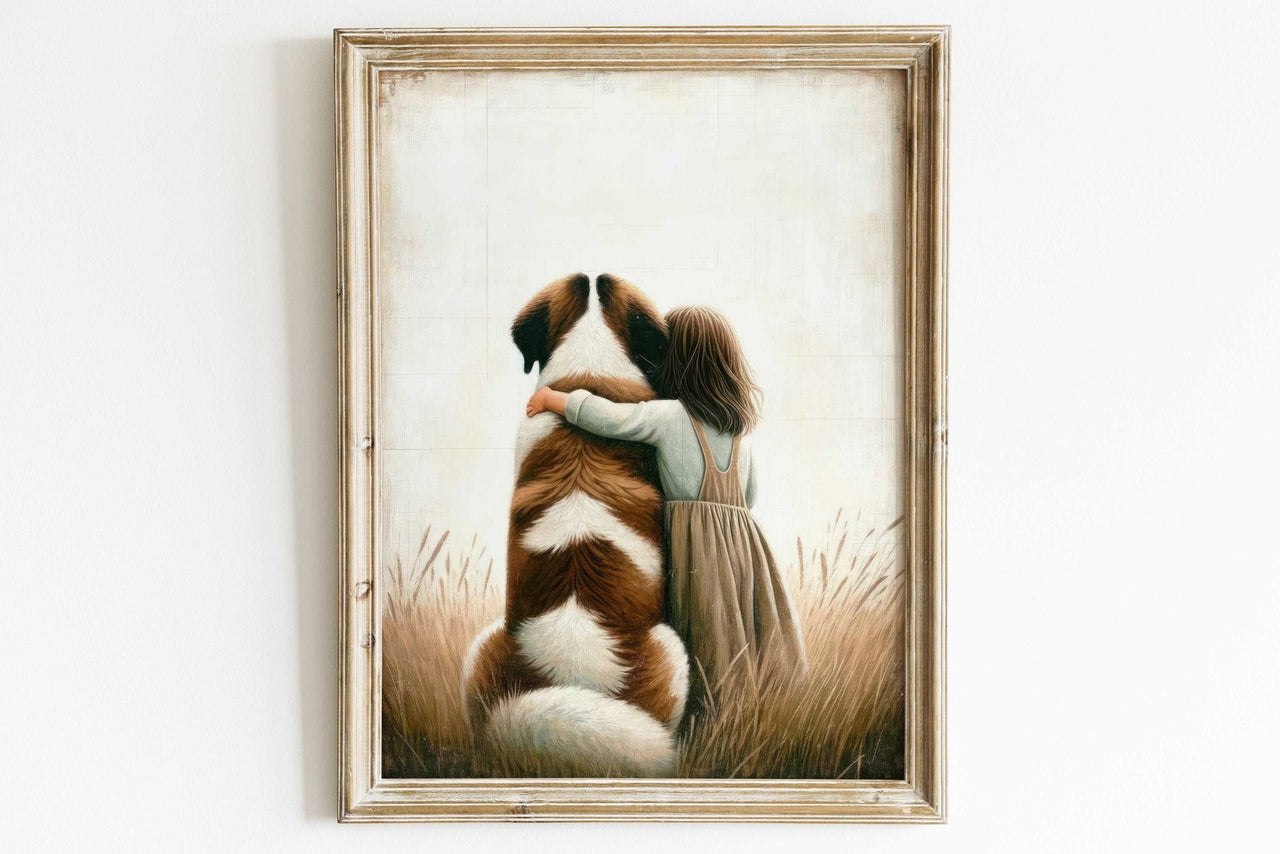 Saint Bernard Wall Art – Dog Nursery Print for Kids
