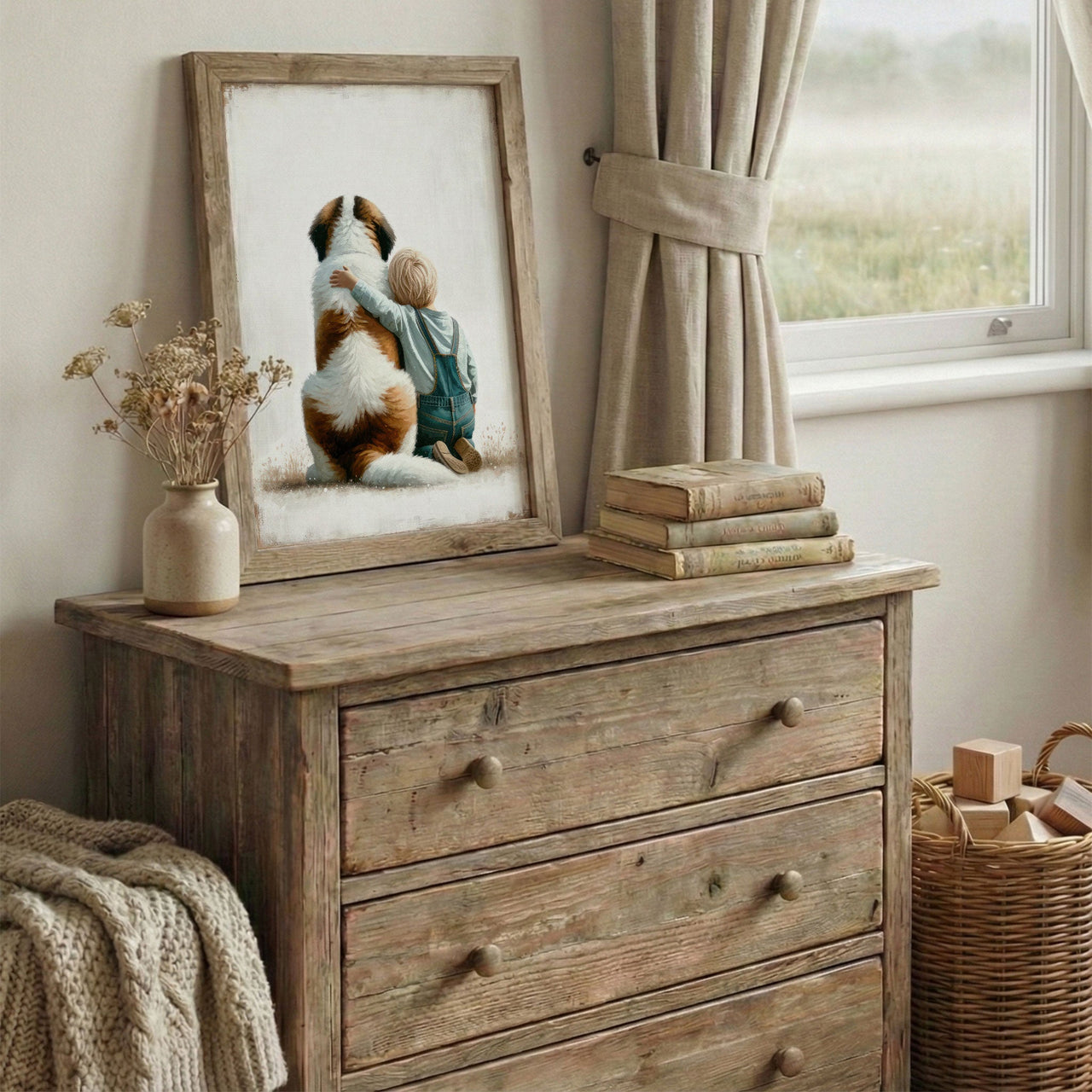 Saint Bernard Wall Art – Dog Boys Room Print