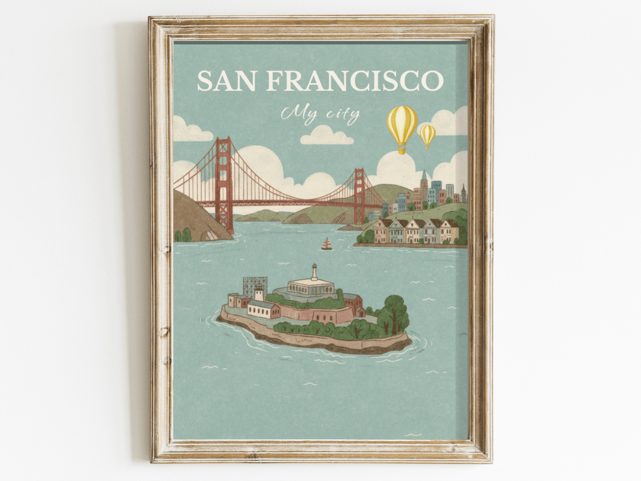 San Francisco Prints for Kids - Map, Name and City Illustration • Set of 3