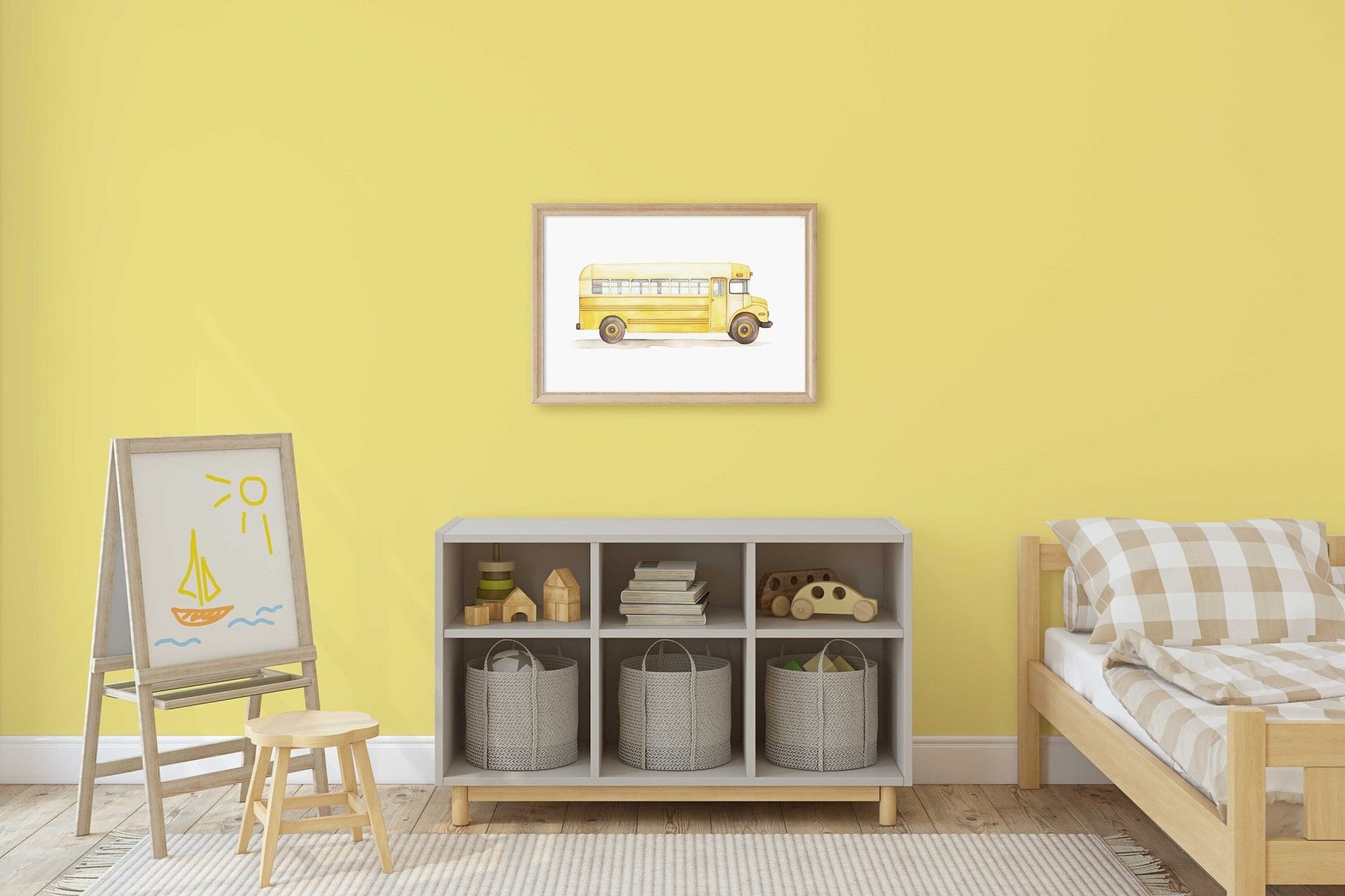 School Bus Print, Vintage Vehicle Nursery Decor, Kids Room Wall Art - WildfieldPrints