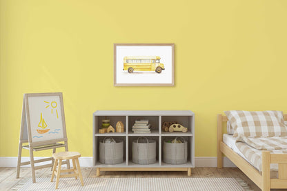School Bus Print, Vintage Vehicle Nursery Decor, Kids Room Wall Art - WildfieldPrints