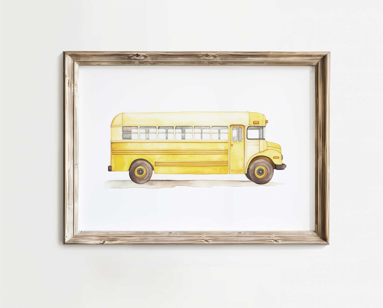 Vintage School Bus Wall Art – Vehicle Kids Room Print