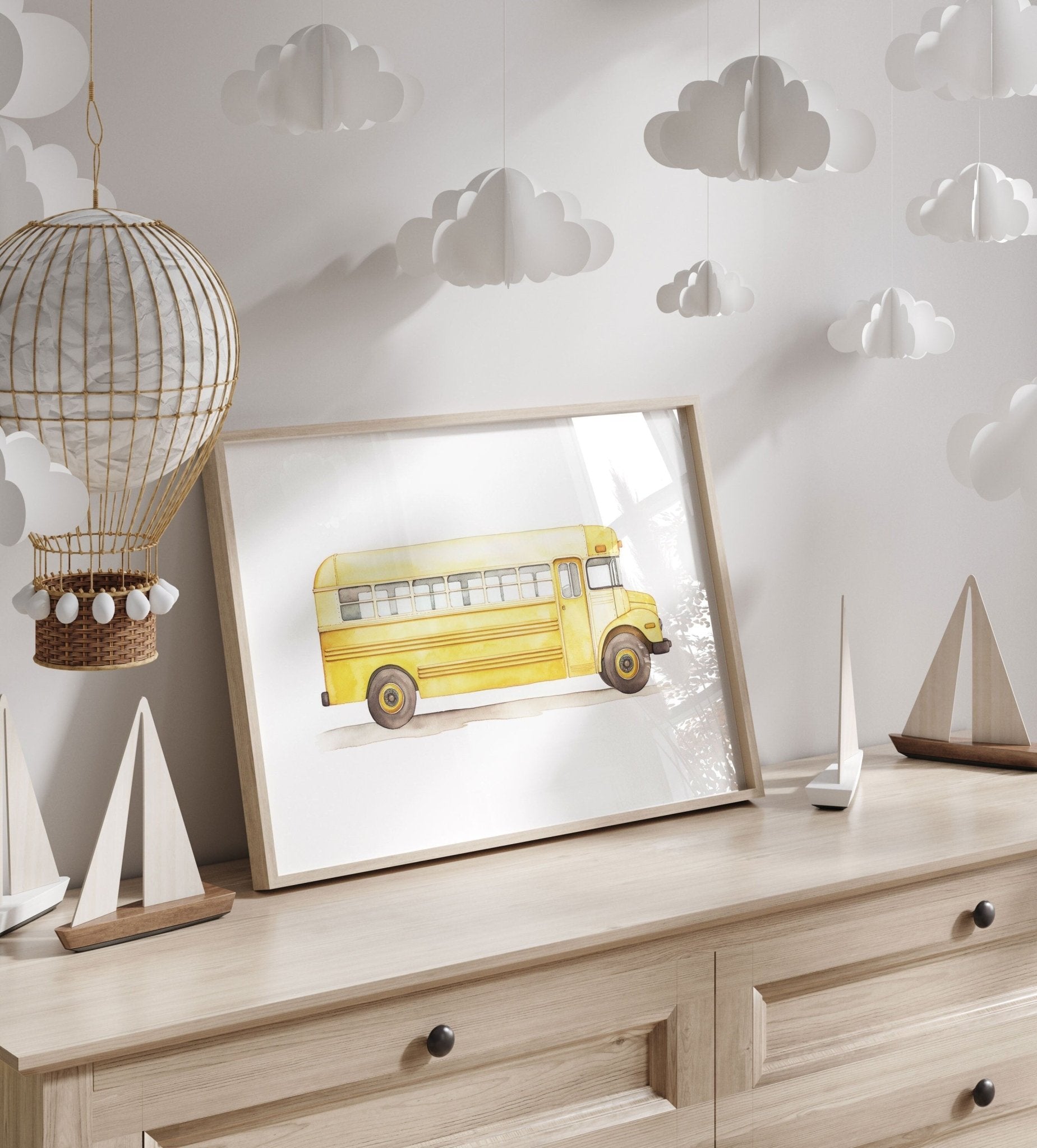 School Bus Print, Vintage Vehicle Nursery Decor, Kids Room Wall Art - WildfieldPrints
