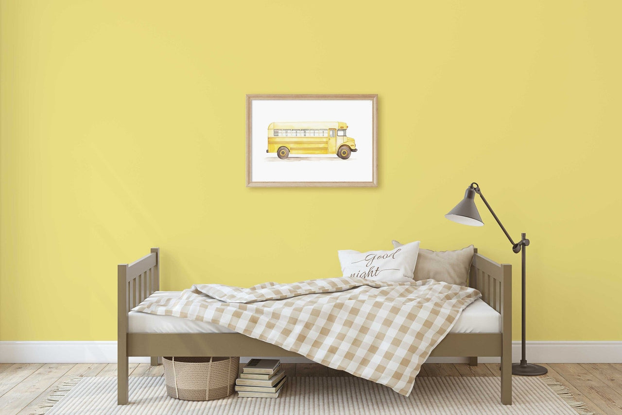 Vintage School Bus Wall Art – Vehicle Kids Room Print