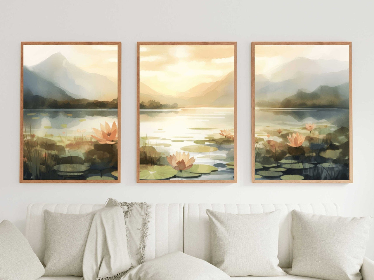 Sea and Mountain Wall Art – Nature Living Room Print • Set of 3