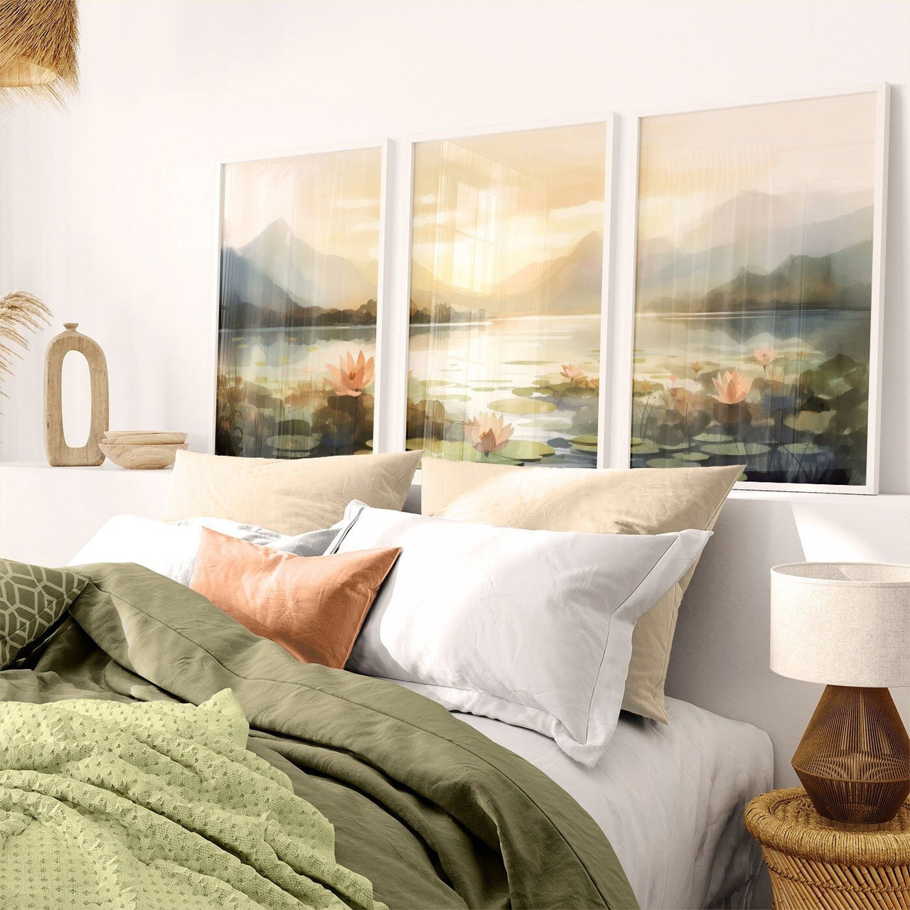 Sea and Mountain Wall Art – Nature Living Room Print • Set of 3